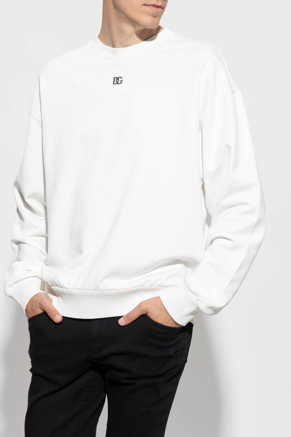 Dolce and gabbana hot sale white sweatshirt